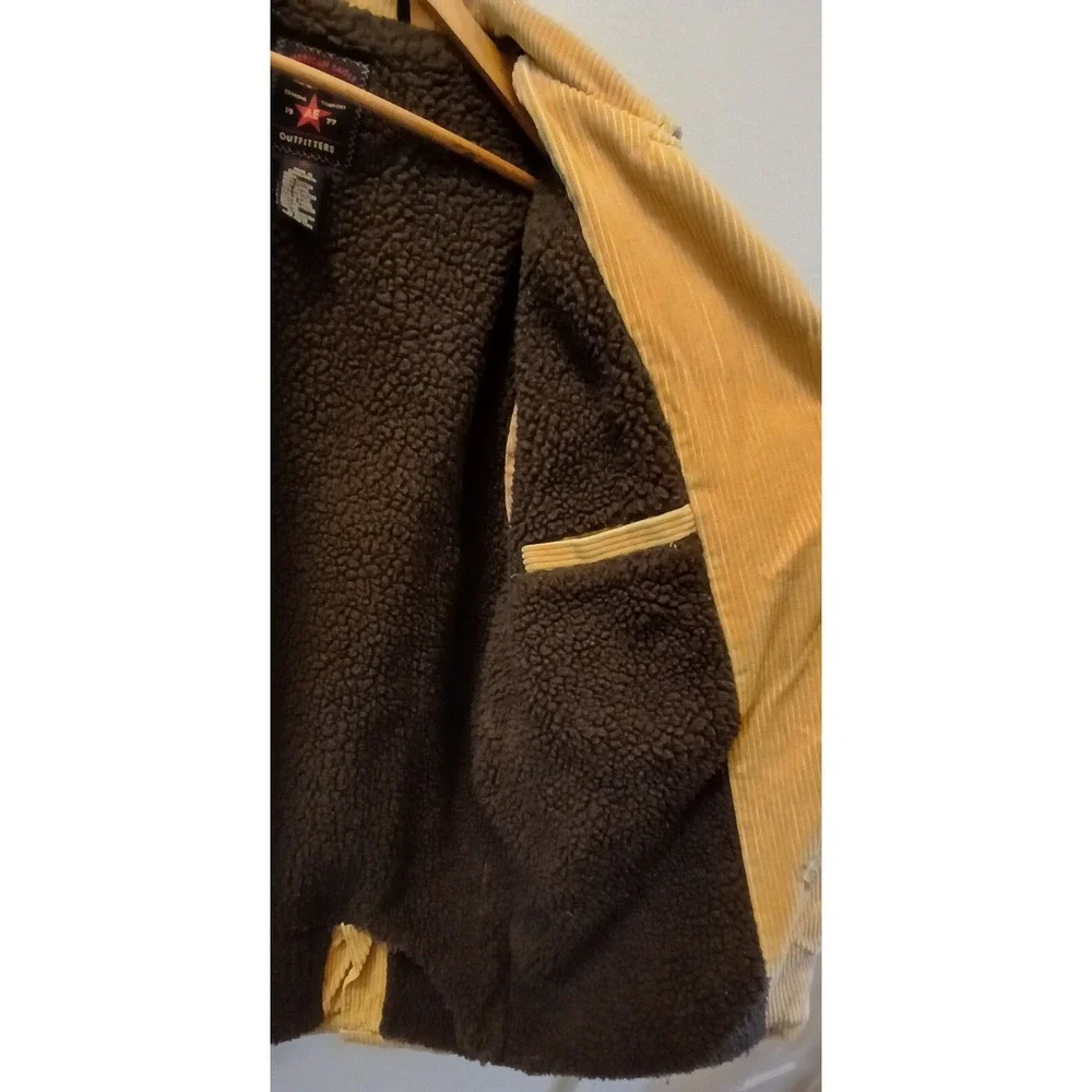 American Eagle Oversized Corduroy Coat Shearling Sherpa Lined Men's Medium Beige